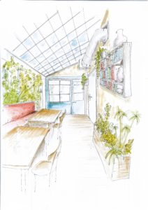 Copie de croquis verrière Croquis du futur jardin d'hiver