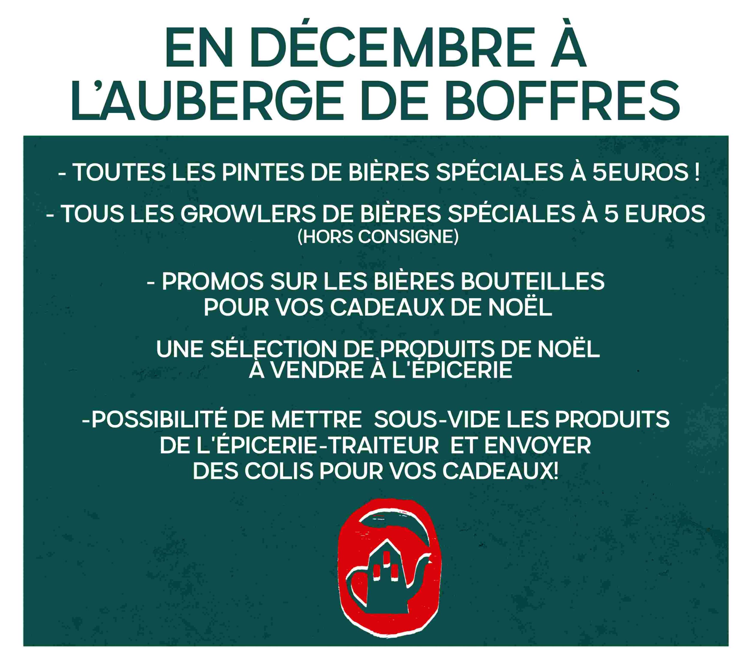 L'Auberge de Boffres propose une sélection de produits à vendre pour Noël, ainsi que des bières spéciales.