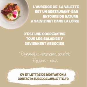 L'Auberge de la Valette recrute en cuisine et service